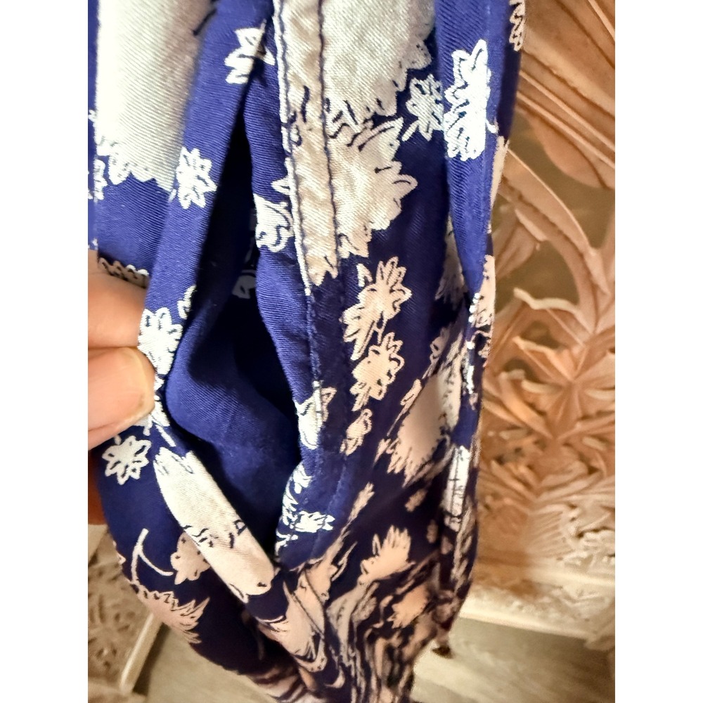 Maeve Anthropologie Navy Blue Floral Button Front Midi Dress Strappy Back 0P - Picture 6 of 10